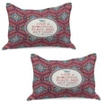 thumbnail image 1 of Tribal Knitted Quilt Pillowcover Set of 2, Hipster Tribal Pattern Geometric Elements Typographic Text, Standard Queen Pillow Sham Bedroom, 30" x 20", Dark Coral Turquoise, by Ambesonne, 1 of 1