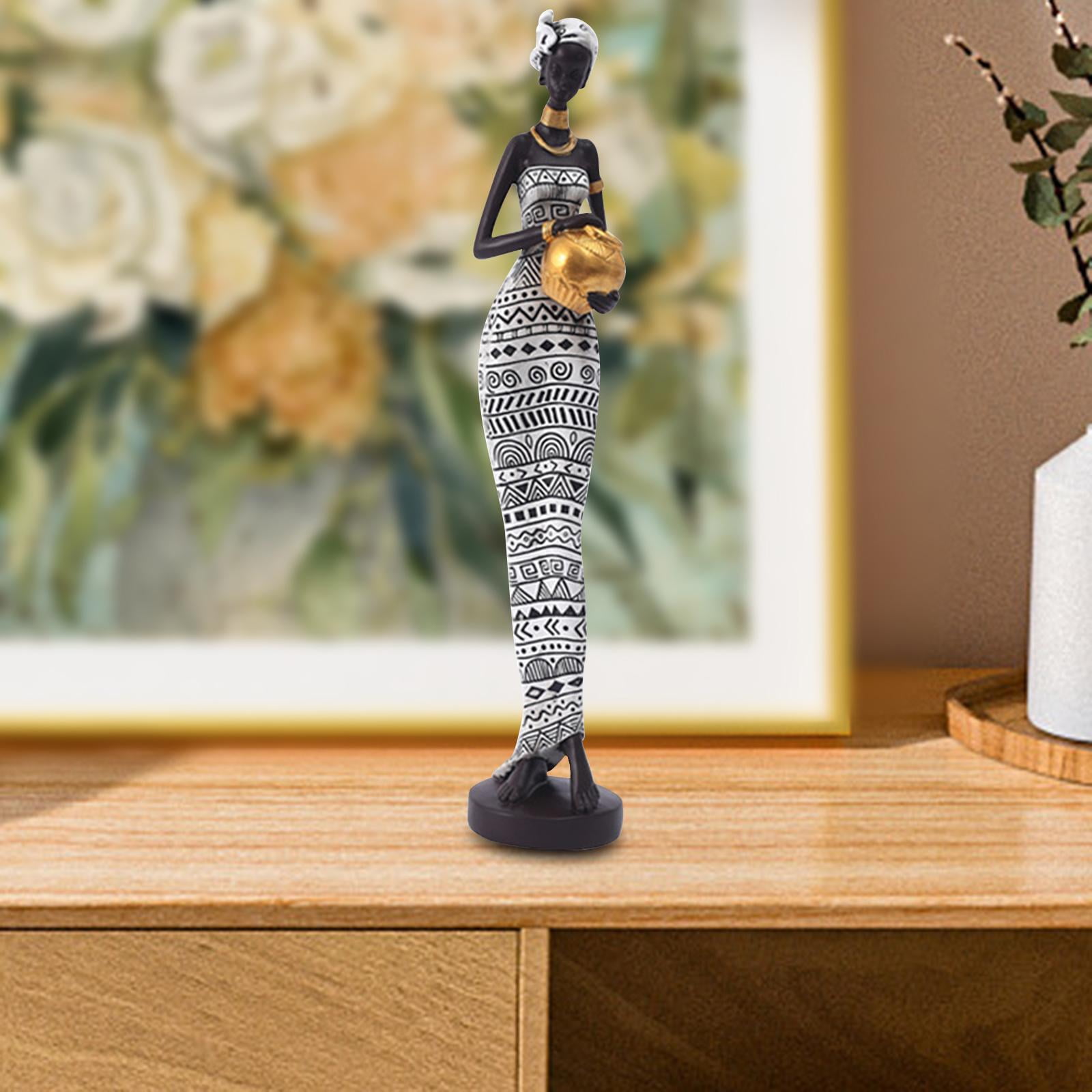 Tribal Lady Sculpture Women Statue Modern Home Decor African Figurine  Statues and Sculptures for Shelf Entrance Office Bedroom Festival Gift  White Black - Walmart Business Supplies, image size:1600x1600
