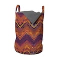 thumbnail image 1 of Tribal Laundry Bag, Native Ornament with Zig Zag Motif Peruvian Mexican Ethnicity Traditional Design, Basket with Handles Drawstring Closure for Laundromats, 13" x 19", Multicolor, by Ambesonne, 1 of 4