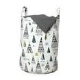 thumbnail image 1 of Tribal Laundry Bag, Tribal Themed Pattern with Wigwam Tents and Trees, Hamper Basket with Handles Drawstring Closure for Laundromats, 13" x 19", Black Teal, by Ambesonne, 1 of 4