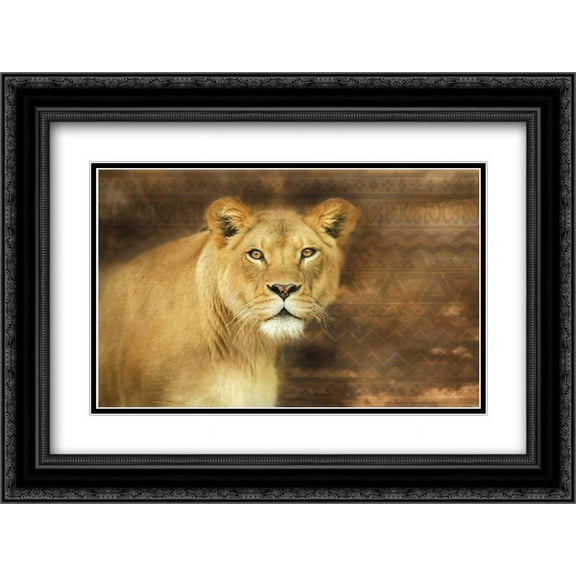 Tribal Lioness 2x Matted 24x18 Black Ornate Framed Art Print by Deiter, Lori
