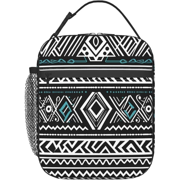 Tribal Lunch Bag for Women Ethnic Lunch Box Geometric Lunch Tote Aztec Meal Prep Bag Bento Bag Lunch Container for Office Picnic