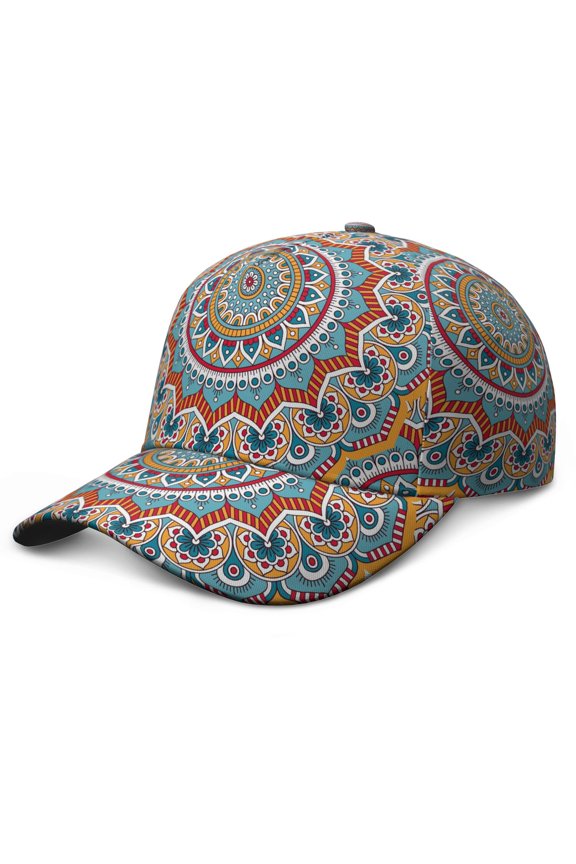 Tribal Mandala Baseball Cap – Ethnic Boho Dad Hat Featuring Vintage Sacred Symbolic Pattern, Geometric Artistic Spiritual Design