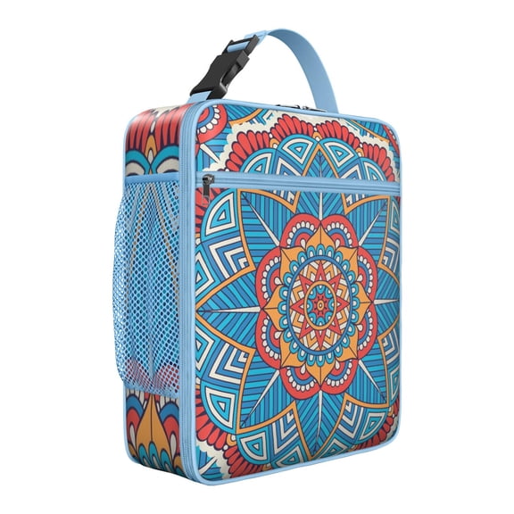 Tribal Mandala Lunch Box – Ethnic Geometric Pattern Insulated Bag with Zen Meditation Design, Perfect for Office, Travel, or Outdoor Activities