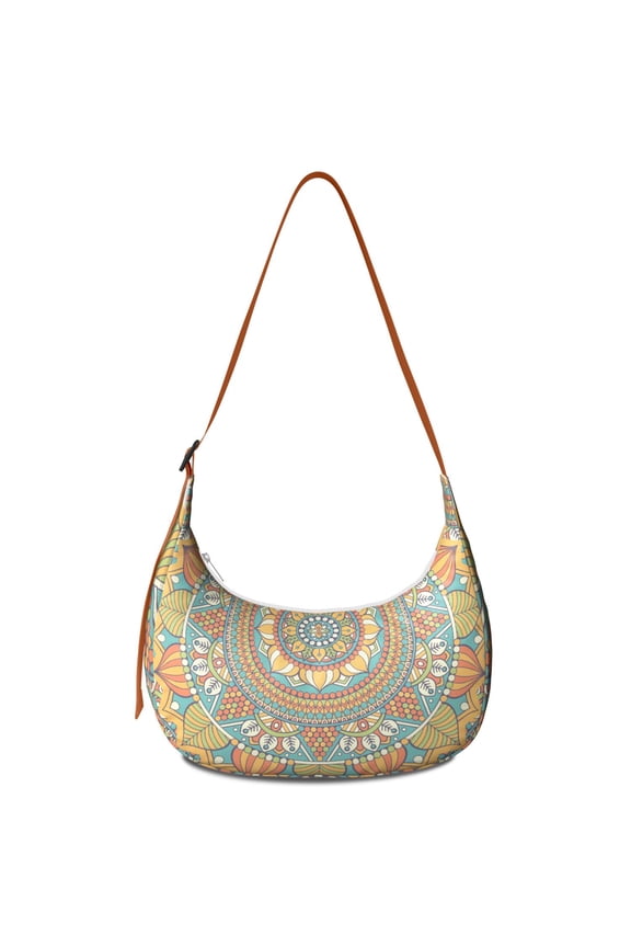 Tribal Mandala Shoulder Bag Sacred Ethnic Ornament Crossbody Purse with Geometric Cultural Pattern Vintage Spiritual Art Vibe