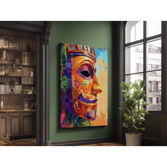 Tribal Mask Exotic Tiki Inspired Wall Decor Unframed Paper Print