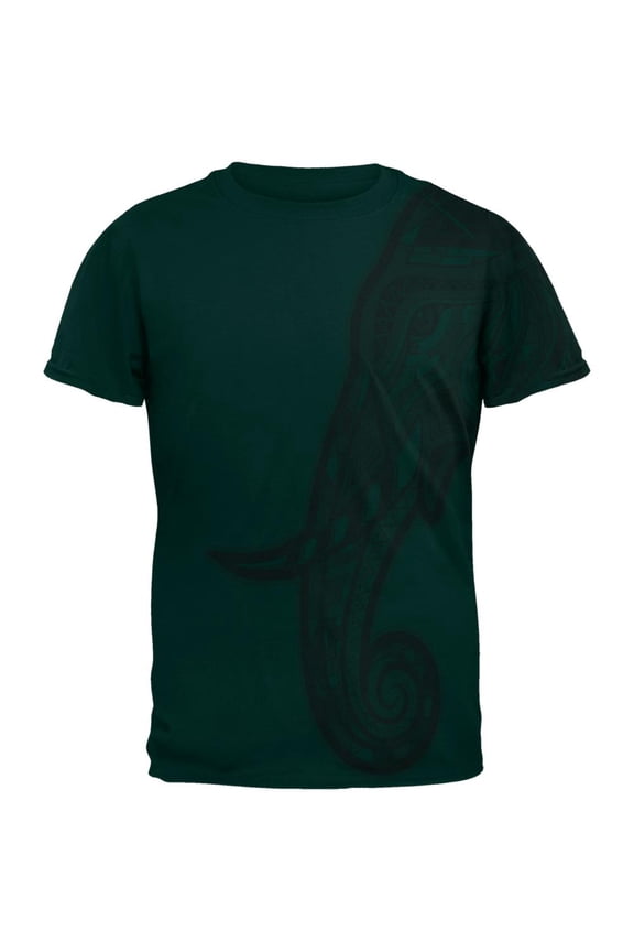 Tribal Mosaic Elephant Mens T Shirt Forest Green LG