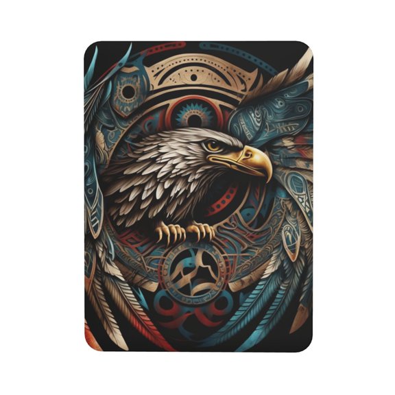 Tribal Native Eagle Symbols Black Rectangular Refrigerator Magnet, Soft Magnetic Fridge Magnet for Home, Office, Locker Decor