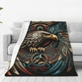 thumbnail image 1 of Tribal Native Eagle Symbols Black Throw Blanket Soft Warm Cozy Fluffy Flannel Fleece Cover for Couch Bed Sofa Chair 60x50, 1 of 4