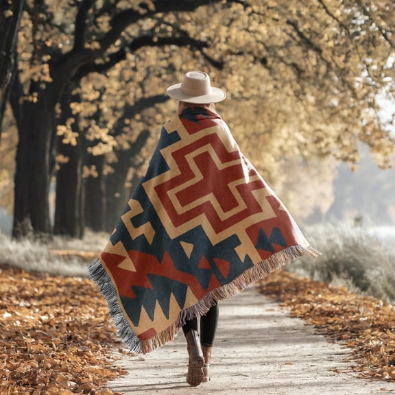 Tribal Native Geometric Woven Cotton Throw Blanket, Southwestern Bed Accent