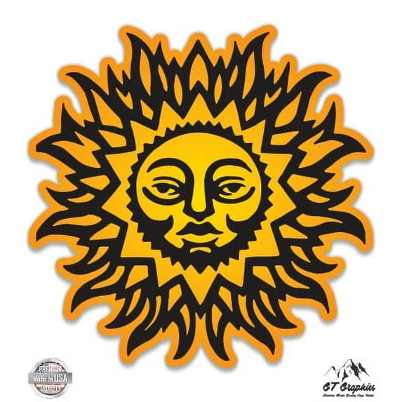Tribal Orange Sun - 8" Vinyl Sticker - For Car Laptop I-Pad - Waterproof Decal