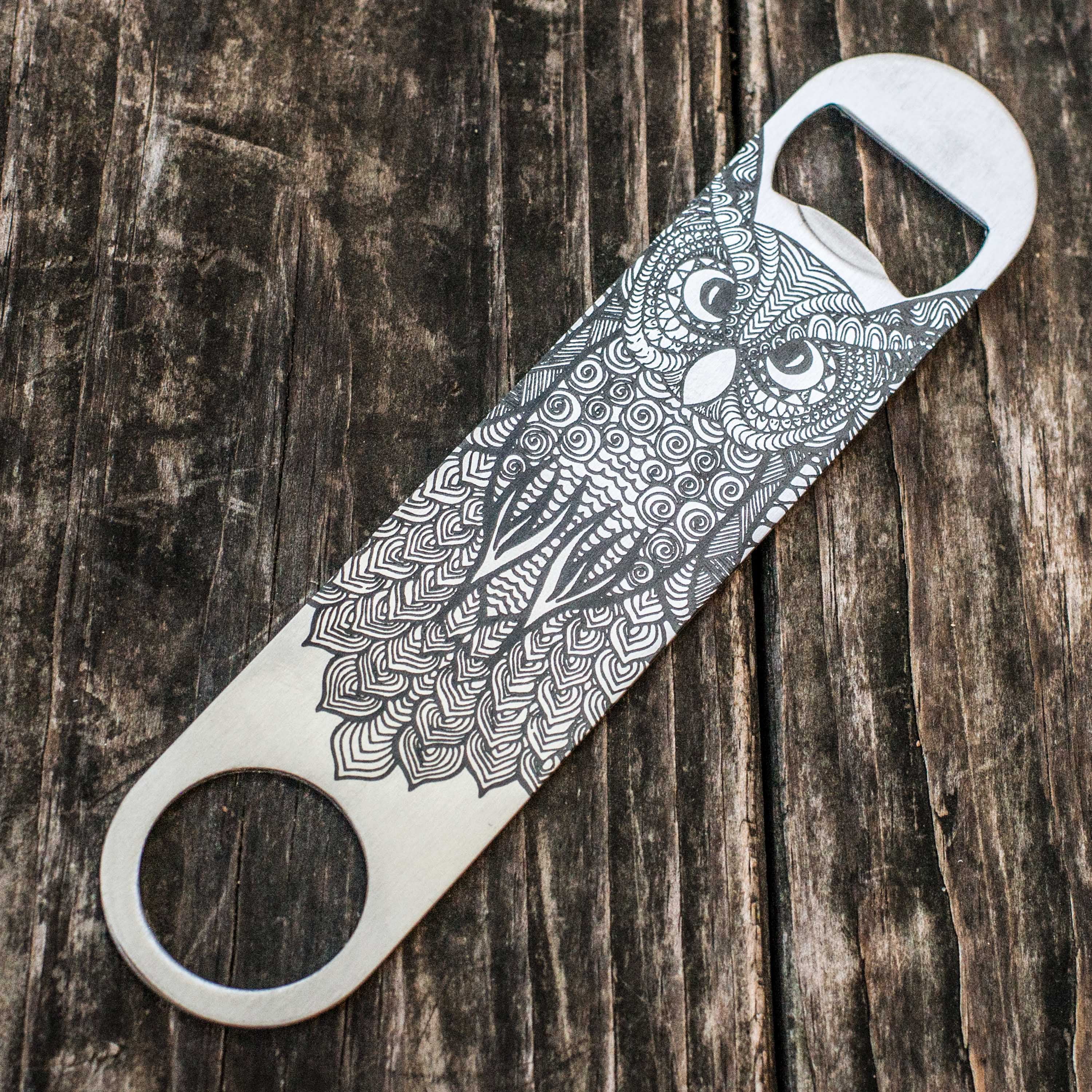 Tribal Owl - Wooden Bottle Opener Tribal Owl - Wooden Bottle Opener