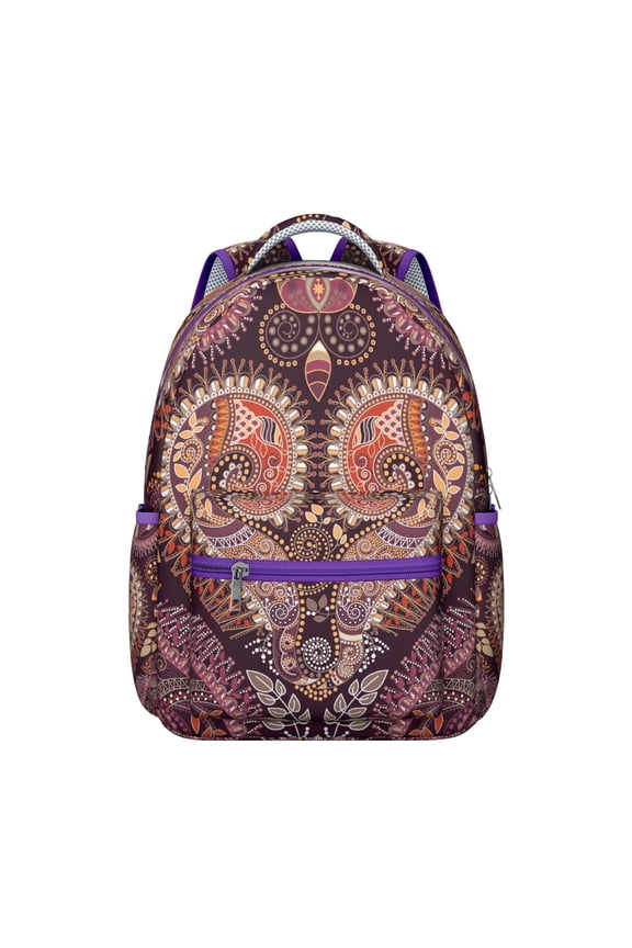 Tribal Paisley Design Students Backpack Colorful Boho Vintage Floral School Bag with Abstract and Decorative Ethnic Pattern