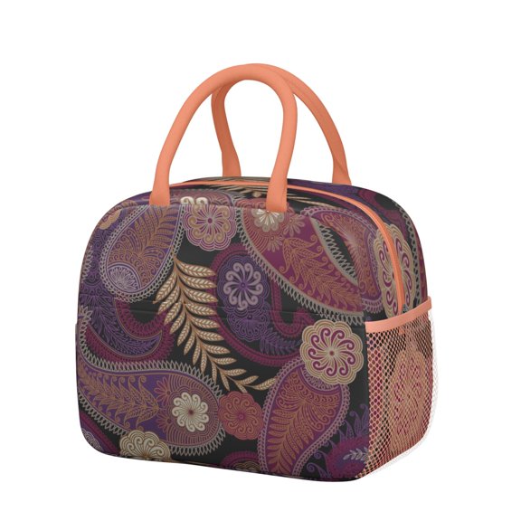 Tribal Paisley Lunch Tote - Insulated Thermal Lunch Bag, Ethnic & Abstract Art, Waterproof & Sturdy Build, Portable & Stylish for Meal Preppers, Busy Professionals, Commuters