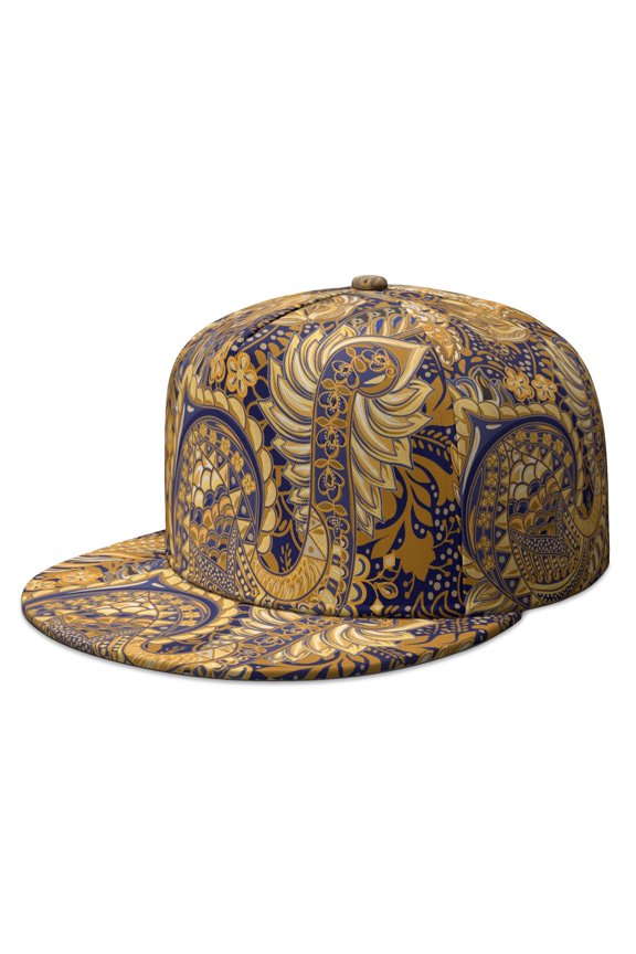 Tribal Paisley Snapback Hat, Adjustable Baseball Cap with Abstract Decorative Print, Trendy Boho Style