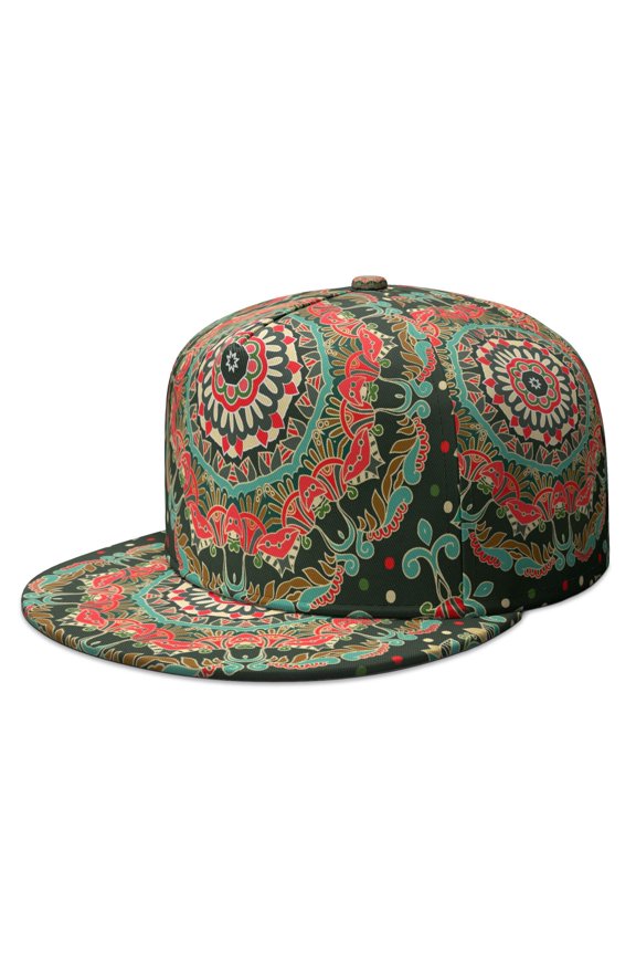 Tribal Paisley Snapback Hat, Adjustable Baseball Cap with Abstract Decorative Print, Trendy Boho Style