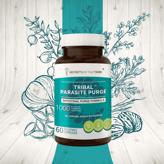Secrets of the Tribe Tribal Parasite Purge Capsules Dietary Supplement, Natural Herb Blend, Made from Wormwood, Cranberry, Garlic, Black Walnut, Pumpkin 60 Count