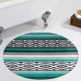 thumbnail image 1 of Tribal Pattern Blue White Round Carpet Circle Rug Outdoor Patio Area Rug Washable Large Area Rugs Hallway Room Decor Fitness Mats, 1 of 8