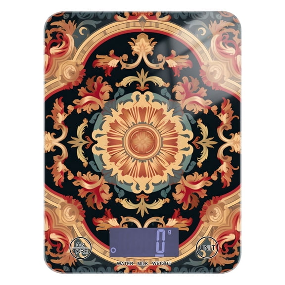 Tribal Pattern Boho Food Scale Digital Kitchen Scale Waterproof Tempered Glass Tare Function 11 lb for Baking Cooking Meal Prep