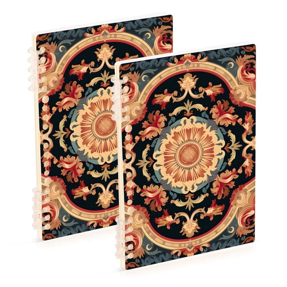 Tribal Pattern Boho Ring Binder Notebook Journey Note Diary College Ruled Spiral Notebook Study Loose Leaf Paper A5 60 Pages