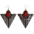 thumbnail image 1 of Tribal Pattern Dangle-Earrings Stone Accents Red & Silver-Tone #LQE4161, 1 of 2