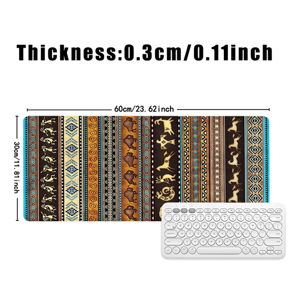 Tribal Pattern Mouse Pad 31.5 x 11.82 Inches Rubber Surface with Native American Design for Desk Use