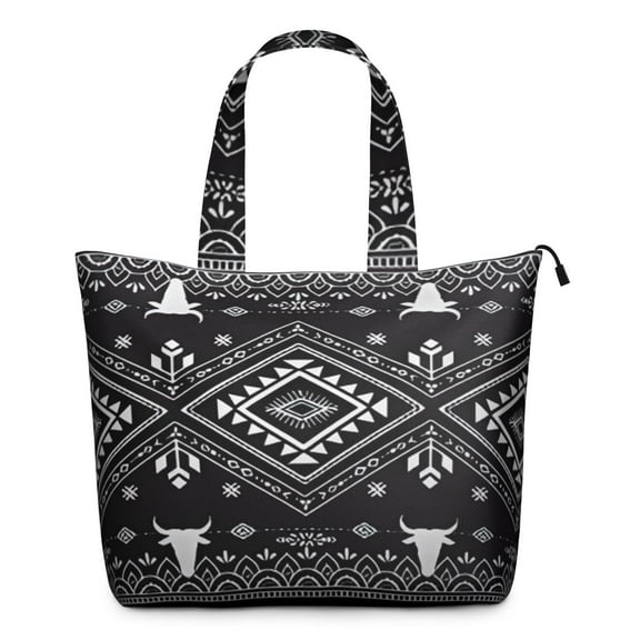 Tribal Pattern Travel Bag for Women, Vintage Boho Abstract Duffel with Geometric Print, Large Artistic Tote for Gym and Getaways