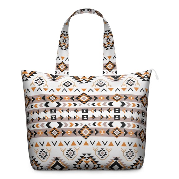 Tribal Pattern Travel Bag for Women, Vintage Boho Abstract Duffel with Geometric Print, Large Artistic Tote for Gym and Getaways