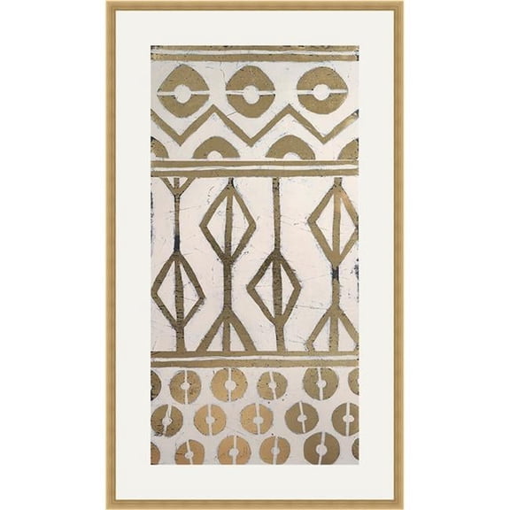 Tribal Pattern in Cream I, Framed Fine Art Print with Glass - Gold Wooden
