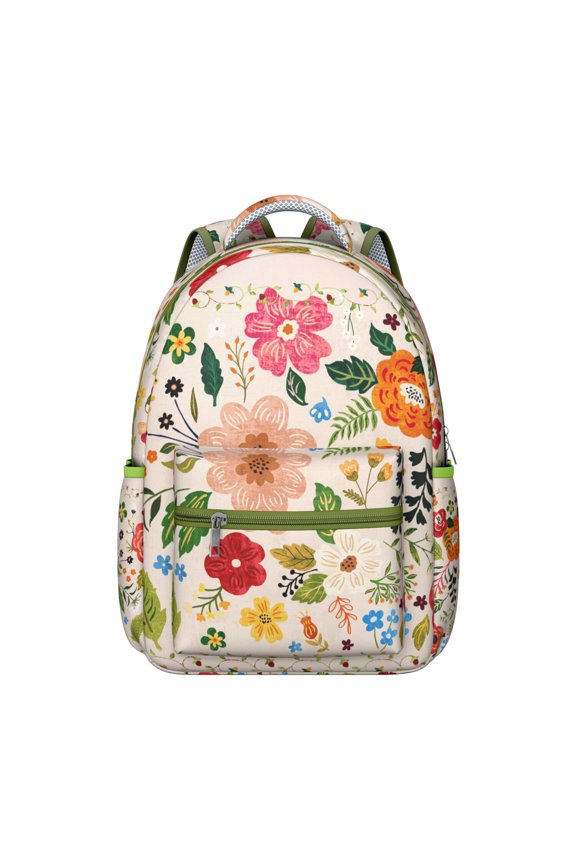 Tribal Patterns and Earthy Floral Design Multifunctional Backpack, Durable Oxford Cloth, Comfortable Padding, Large Capacity School Bag for Student’s Sports and Hiking