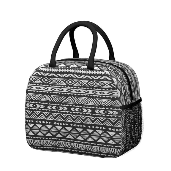 Tribal Patterns Lunch Box - Reusable Waterproof Lunch Bag, Leakproof & Spacious (Vintage Fashion)