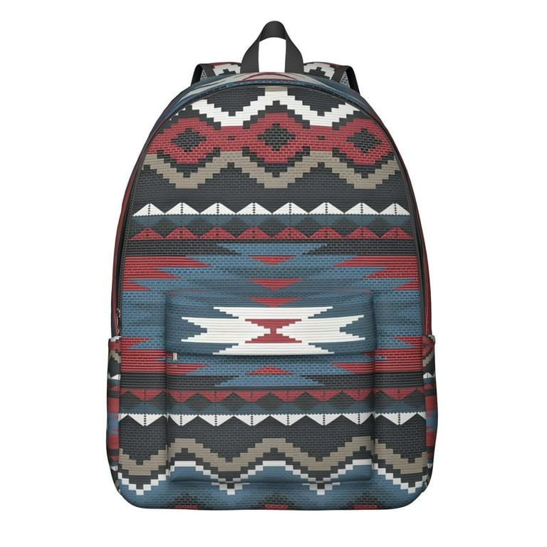 Tribal Patterns School Backpack – Canvas Boho Chic Travel Bookbag