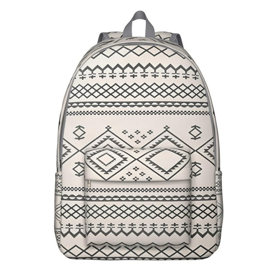 Tribal Patterns School Backpack – Canvas Boho Chic Travel Bookbag for Women, Outdoor Activities, Commute, or Gym Sessions