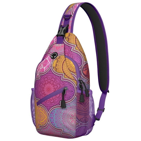 Tribal Patterns Shoulder Backpack Anti-Theft Sling Bag for Outdoor Adventures Rustic Style & Versatile
