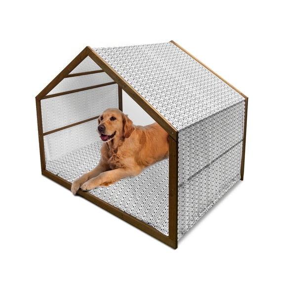 Tribal Pet House, Arrows Pattern Ornaments Vintage Style Bohemian Art, Outdoor & Indoor Portable Dog Kennel with Pillow and Cover, 5 Sizes, Black White, by Ambesonne