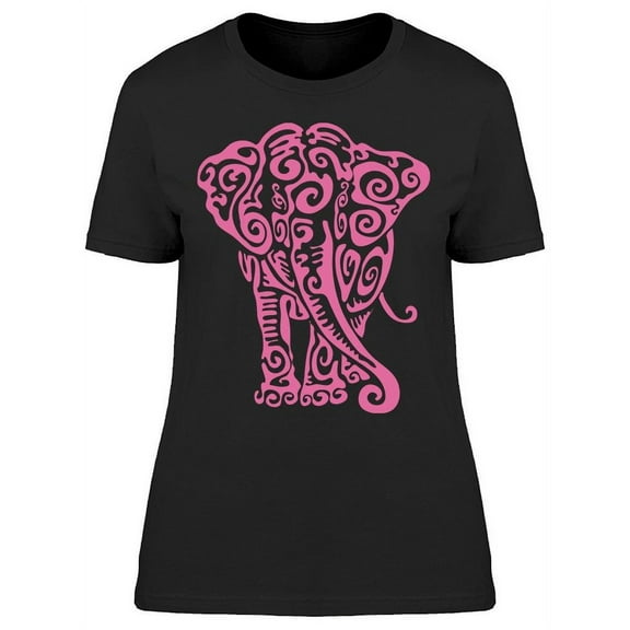Tribal Pink Elephant Art T-Shirt Women -Image by Shutterstock, Female 3X-Large