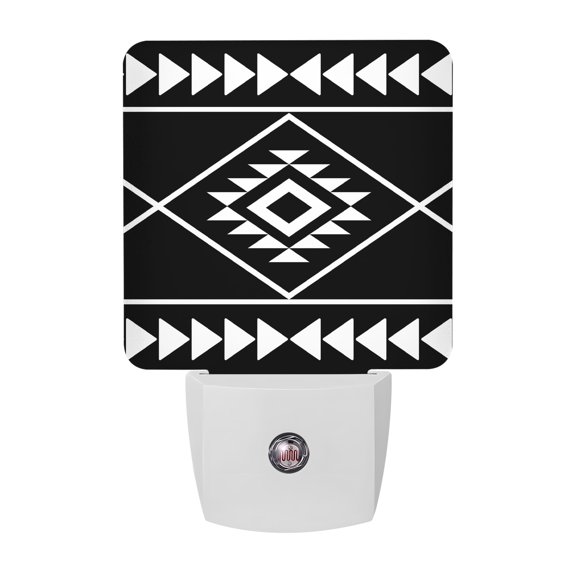 Tribal Plaid Night Lights, Boho Rustic Minimalist Black White Minimalist Arrows Smart Auto Dusk to Dawn Sensor Nightlights Plug-in Nightlight for Bedroom Bathroom Living Room Kitchen Hallway