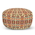 thumbnail image 1 of Tribal Pouf Cover with Zipper, Colorful Themed Pattern with Traditional Geometric Elements, Soft Decorative Fabric Unstuffed Case, 30" W X 17.3" L, Pale Peach Multicolor, by Ambesonne, 1 of 3