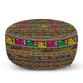 thumbnail image 1 of Tribal Pouf Cover with Zipper, Design with Colorful Geometrical Details Borders Vector Themed Print, Soft Decorative Fabric Unstuffed Case, 30" W X 17.3" L, Multicolor, by Ambesonne, 1 of 5