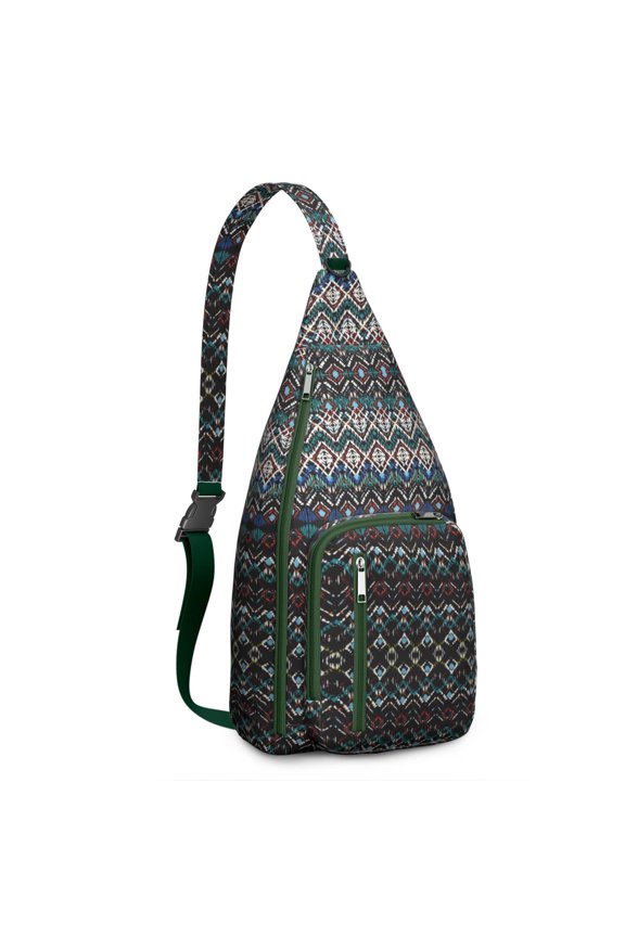 Tribal Print Sling Bag - Waterproof Tear-resistant Vintage Inspired Shoulder Bag with Boho Ethnic Patterns