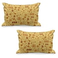 thumbnail image 1 of Tribal Quilted Pillowcover Set of 2, Art with Quirky Forms Abstract Cultural Design, Standard Queen Size Pillow Cover for Bedroom, 36" x 20", Sand Brown Ginger, by Ambesonne, 1 of 1