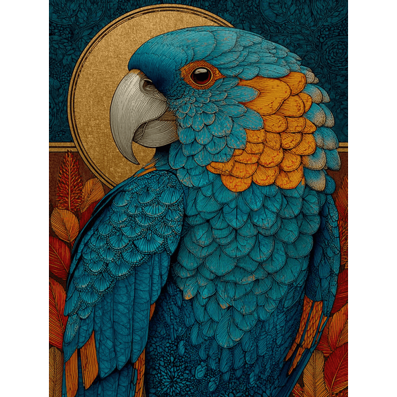 Tribal Raven Canvas Art, Full Moon Forest Bird, Native Totemic Colorful Wall Decor