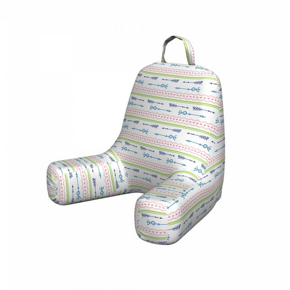 Tribal Reading Pillow Cover, Zigzags Polka Dots and Other Motifs, Unstuffed Printed Bed Rest Case from Soft Fabric, Small, White Multicolor, by Ambesonne