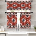 thumbnail image 1 of Tribal Red Kitchen Curtains Western Boho Geometric Window Curtains Valance and Tier Set 36 Inch, Vintage Ethnic Rod Pocket Short Tier Curtain, Abstract Small Cafe Curtains for Kitchen Decor, 1 of 6