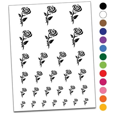 Tribal Rose Flower Water Resistant Temporary Tattoo Set Fake Body Art Collection - Black