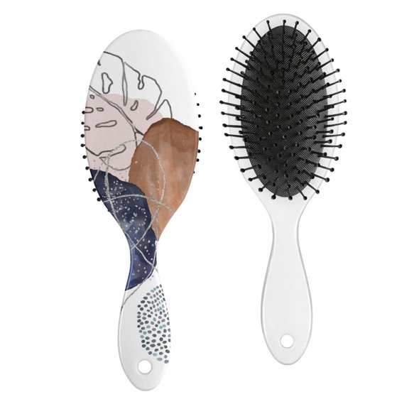 Tribal Rustic Pattern Hair Brush, Wooden Paddle Detangler for Women, Soft Bristles, Nordic Boho Fashion Styling Tool