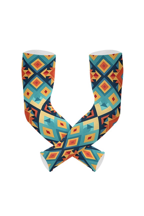 Tribal Rustic Pattern Retro Gardening Sleeves UV Sun Protection Cooling Arm Sleeves Anti-Scratch Farmers Sleeves for Women Men