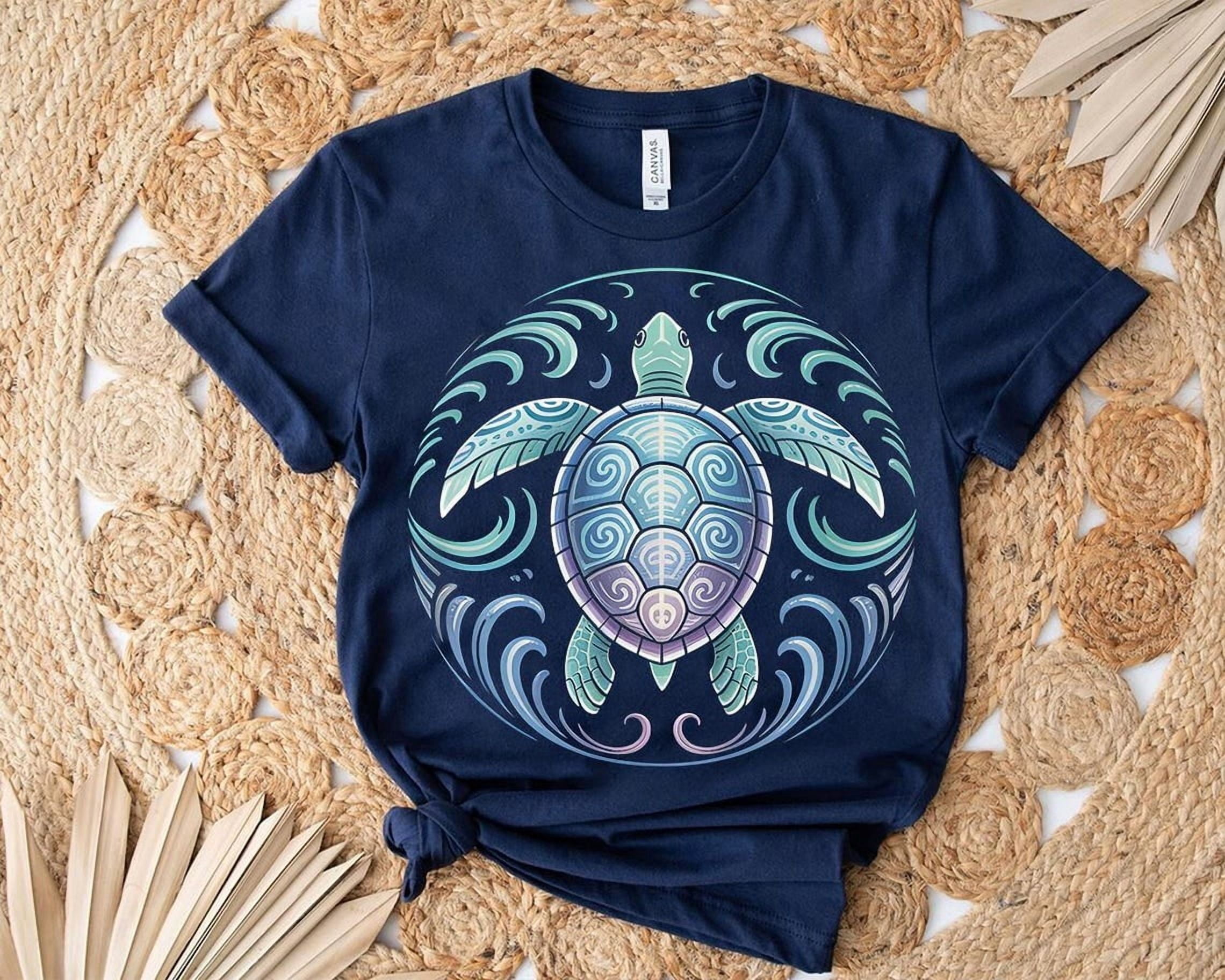 Tribal Sea Turtle Boho Ocean Wave T-Shirt Size S-5XL - Walmart.com