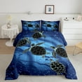 thumbnail image 1 of Tribal Sea Turtles Bedding Set Navy Blue Ocean Quilted Duvet for Teens,Exotic Tortoise Comforter Set Tropical Coastal Creature Duvet Stuffing Nautical Sea Animal Room Decor Twin, 1 of 6