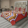 thumbnail image 1 of Ambesonne Tribal Fitted & Top Sheet Set with Shams, Mosaic American, Multicolor, 1 of 4